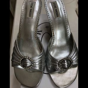 Steve Madden Shiny Silver Heels